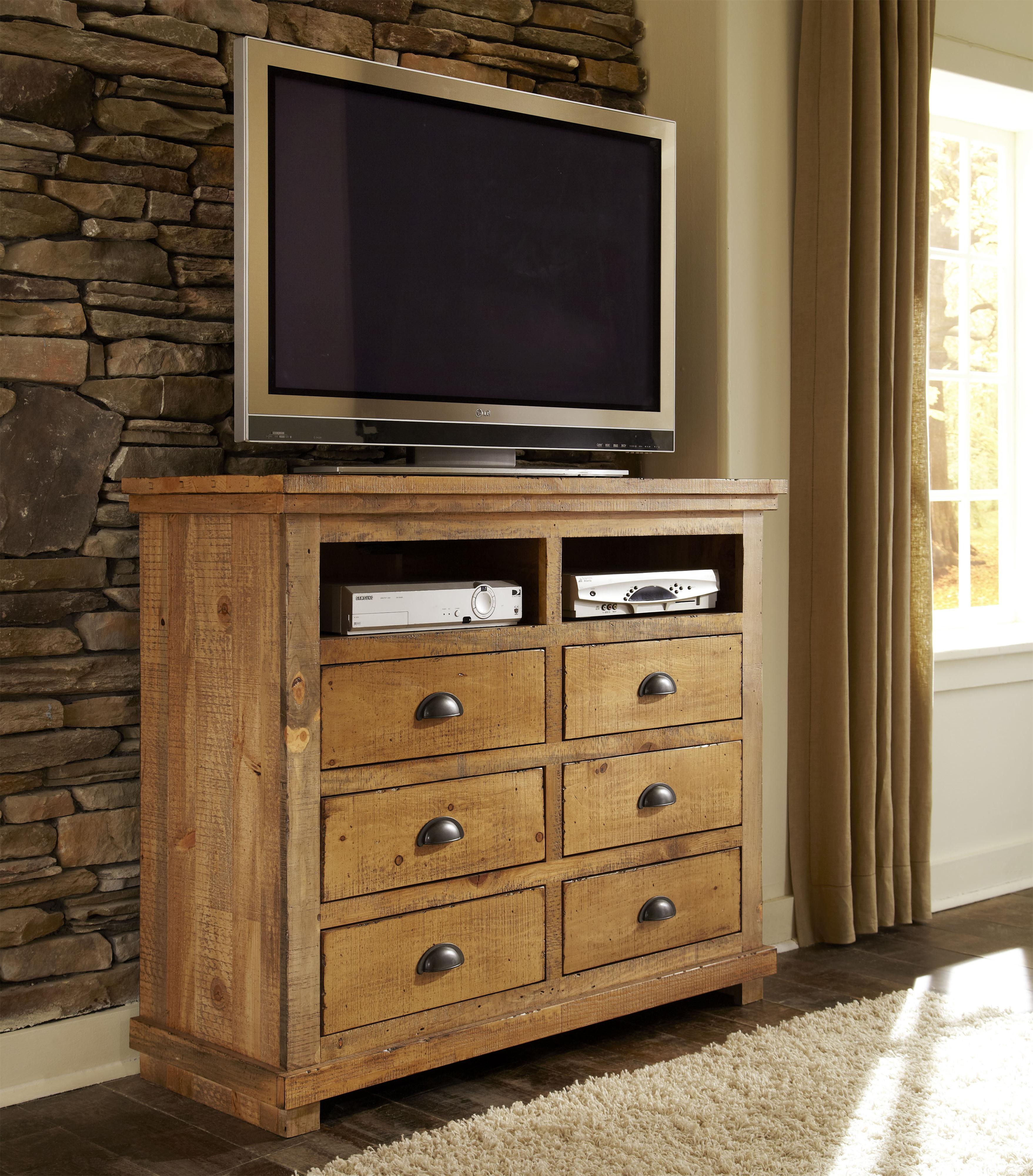 Progressive Furniture Willow Distressed Pine Media Chest Lindy's